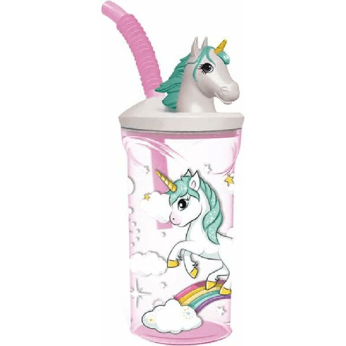Stor Bicchiere con Cannuccia Stor Unicorn Rainbow Rosa (360 ml)