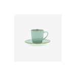 ROSE E TULIPANI TAZZA CAFFE' con PIATTO Concerto Verde Acqua