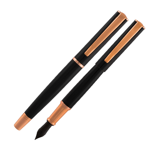 MONTEVERDE PENNA STILOGRAFICA IMPRESSA NERO-ROSEGOLD punta M MONTEVERDE