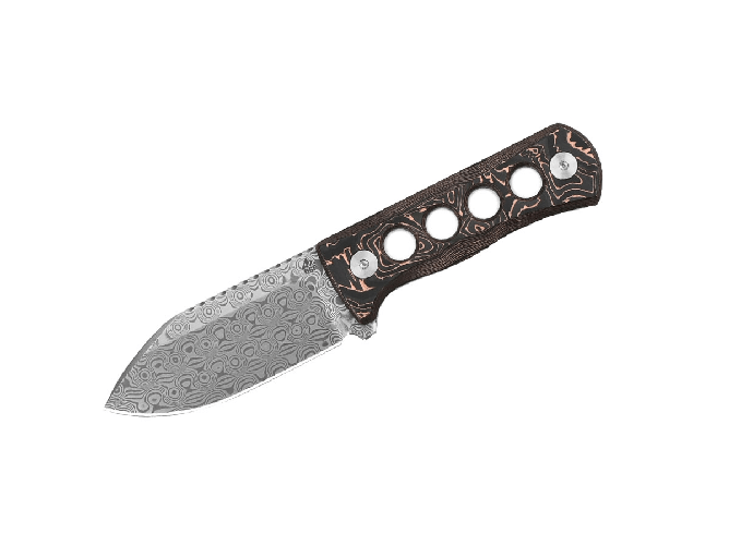 QSP Knife QSP CANARY DAMASCUS CARBON FIBER QS141-F Copper Foil