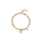 SAGAPO BRACCIALE Aurora PVD ORO DOPPIA CATENA FIORI e CRISTALLI