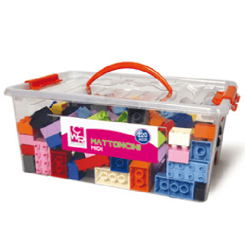 CWR Mattoncini Midi da costruzione - in ABS - colori assortiti - CWR - bauletto da 220 pezzi