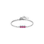 SAGAPO BRACCIALE Dazzly ACCIAIO 3 CRISTALLI FUCSIA