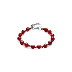 SAGAPO BRACCIALE Riot ACCIAIO SFERE AGATA ROSSA