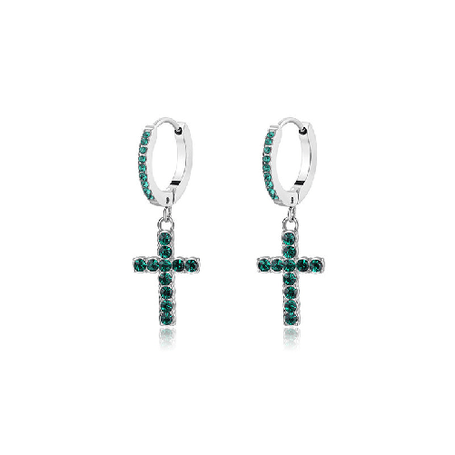SAGAPO ORECCHINI DAZZLY ACCIAIO CROCE VERDE