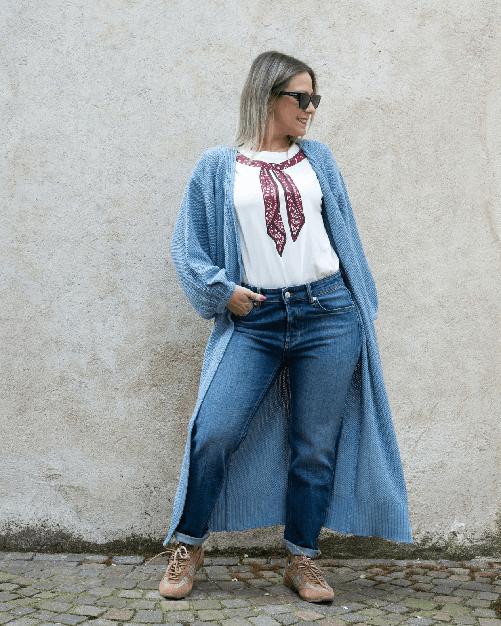 Haveone Cardigan lungo Haveone celeste