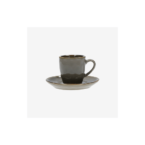 ROSE E TULIPANI TAZZA CAFFE' con PIATTO Concerto Grigio Tortora