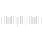 VidaXL Recinzione Giardino Punta a Lancia (1,5-1,75)x8,5m Acciaio Nera