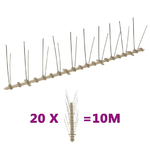 VidaXL Set Dissuasori per Uccelli e Piccioni 20 pz 2 File 10 m