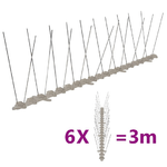 VidaXL Set Dissuasori per Uccelli e Piccioni 6 pz 2 File 3 m