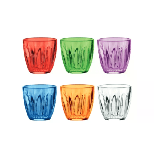 GUZZINI BICCHIERE "AQUA" PLASTICA SET 6 PEZZI COLORATI