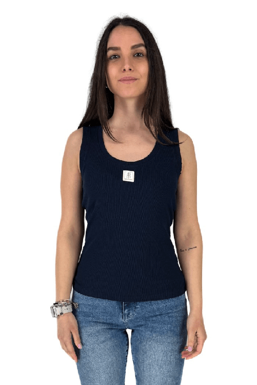 FRACOMINA MAGLIA TOP CANOTTA DONNA FRACOMINA FP25ST2001J40101 BLU ORIGINALE PE 2025