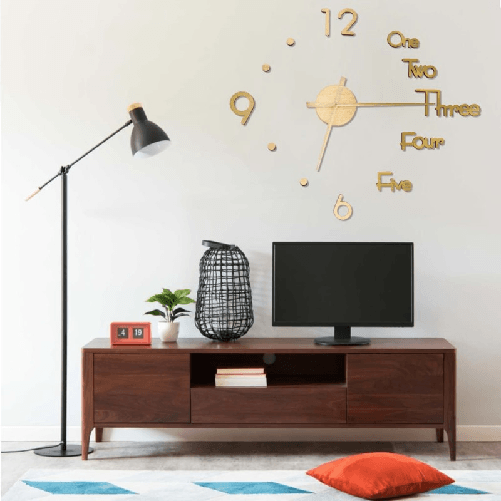 VidaXL Orologio da Parete 3D Design Moderno Oro 100 cm XXL