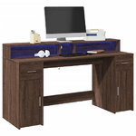 VidaXL Scrivania con Luci LED Marrone Rovere 160x55x91 cm Multistrato