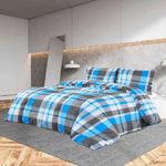 VidaXL Set Copripiumino Blu e Grigio 240x220 cm in Cotone