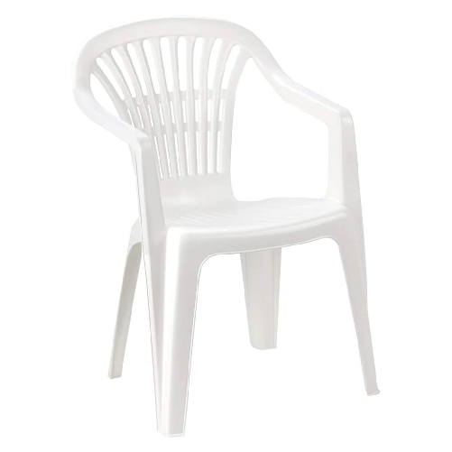 TrAdE Shop Traesio  Set 6 Pz Sedia Bianca Poltrona Plastica Impilabile Con Braccioli 54x53x80 Cm 862456 -