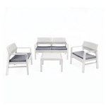 TrAdE Shop Traesio  Set Salotto Giardino Esterno Con Divano 2 Poltrone Tavolino Effetto Rattan Con Cuscini -