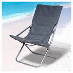 TrAdE Shop Traesio  Spiaggina Sedia Canapone In Acciaio Tessuto Imbottito Pieghevole Relax Grigio 3994184 -
