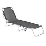 TrAdE Shop Traesio  Lettino In Textilene Grigio Per Mare Giardino Schienale Regolabile In 3 Posizioni 281046 -