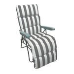 TrAdE Shop Traesio  Sedia A Sdraio Con Cuscino Imbottito A Righe Bianca Grigia 73x60x102 Cm Poltrona 512003 -