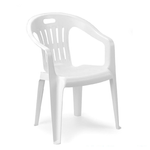 TrAdE Shop Traesio  Set 4pz Sedia Da Giardino Bianca Poltrona In Plastica Monoblocco Con Braccioli 862401 -