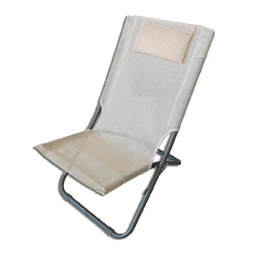 TrAdE Shop Traesio  Spiaggina Con Cuscino Testiera Crema Textilene 57x47x95cm Pieghevole Portatile 281034 -