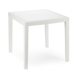 TrAdE Shop Traesio  Tavolo Tavolino Quadrato Effetto Finto Rattan Vimini Bianco 79x79x72cm Bar Casa 052000 -