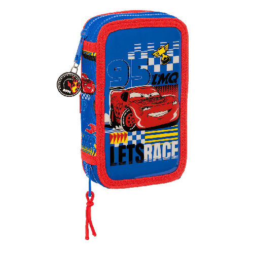 Cars Astuccio Doppio Cars Race ready Azzurro 12.5 x 19.5 x 4 cm (28 Pezzi)