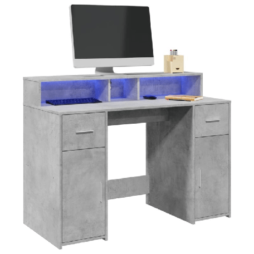 VidaXL Scrivania con Luci LED Grigio Cemento 120x55x91 cm Multistrato