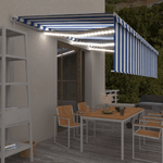 VidaXL Tenda Sole Retrattile Manuale con LED 4x3m Blu e Bianc6