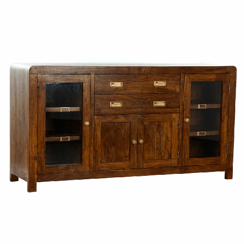 DKD Home Decor Credenza DKD Home Decor Cristallo Dorato Marrone Acacia (150 x 40,5 x 80 cm)