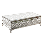 DKD Home Decor Scatola-Portagioie DKD Home Decor Cristallo Argentato Metallo (25,5 x 12,5 x 7,5 cm)
