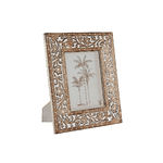 Home ESPRIT  Cornice Portafoto Home ESPRIT Bianco Naturale Cristallo Legno di mango Indiano 26,5 x 2 x 31,5 cm