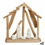 Krist+ Presepe di Natale Ceramica Marrone Bianco 2 Unità 25 x 28 x 10 cm Naturale Legno (2 Unità)