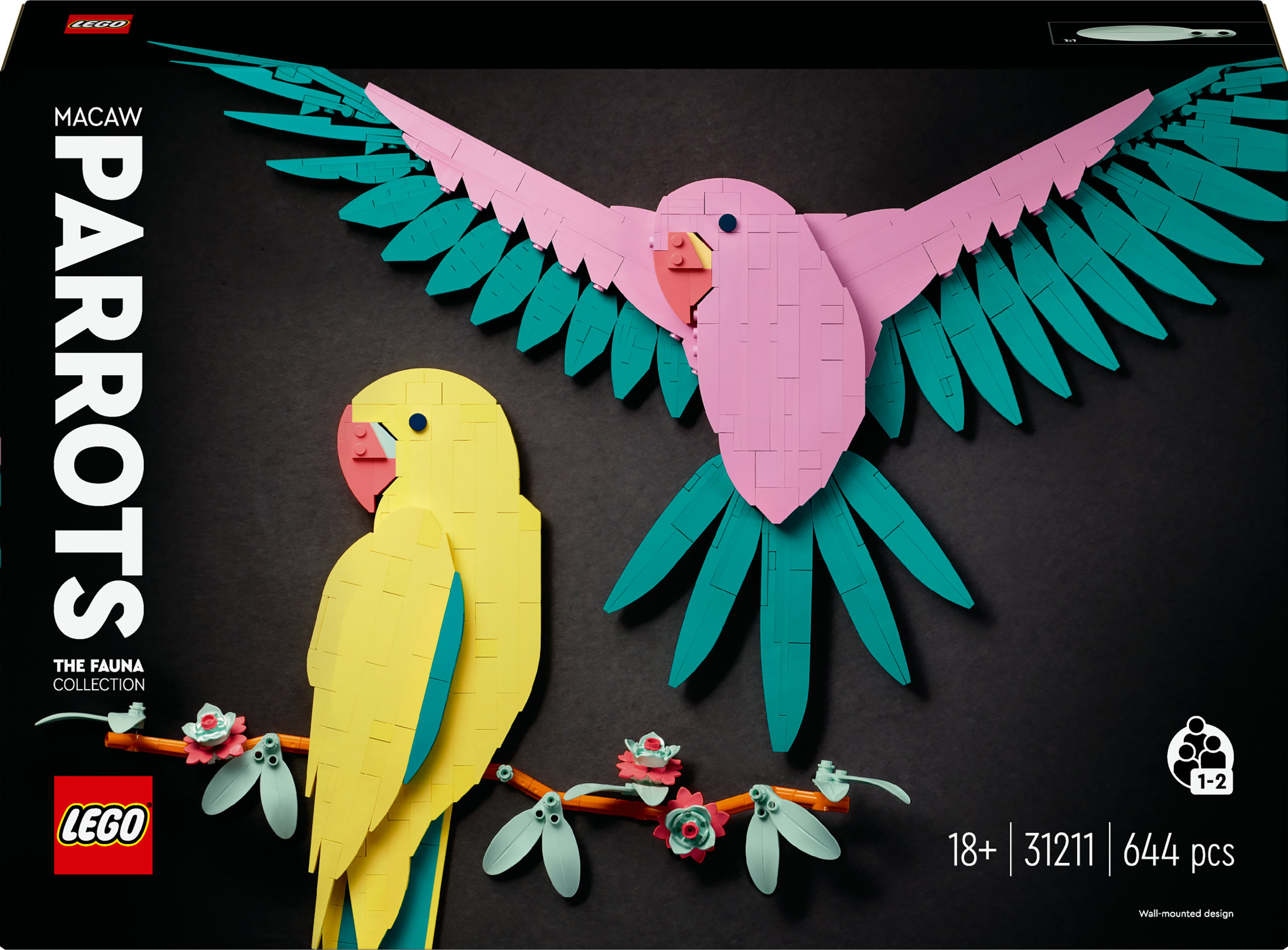 LEGO Art 31211 Collezione Animali – Pappagalli Ara, Decorazione da Parete per Casa