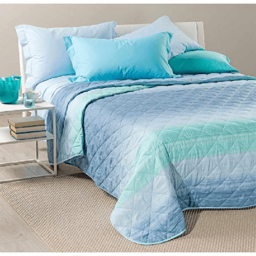 Caleffi TRAPUNTINO COPRILETTO TRAPUNTATO RAINBOW MICROFIBRA MATRIMONIALE BLU AZZURRO