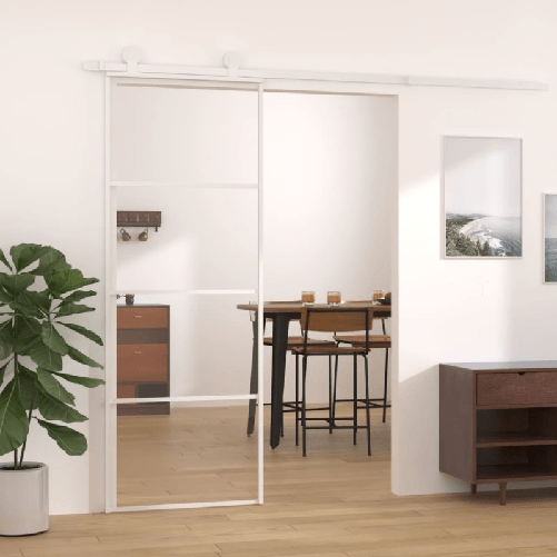 VidaXL Porta Scorrevole in Vetro ESG e Alluminio 76x205 cm Bianca