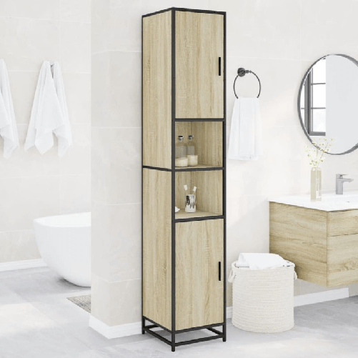 VidaXL Mobile da Bagno Sonoma 35x37,5x188,5 cm in Truciolato e Metallo