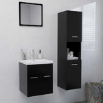 VidaXL Set Mobili da Bagno Nero in Legno Multistrato