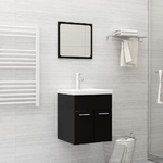 VidaXL Set Mobili da Bagno Nero in Legno Multistrato