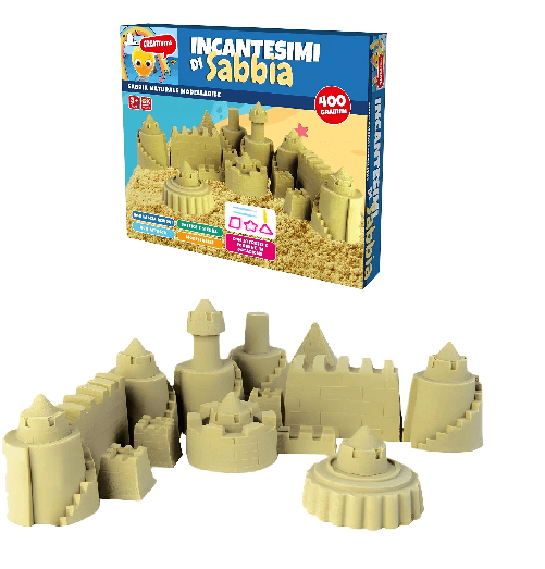 Giocoscuolaregalo  Sabbia Magica per Bambini Sabbia Cinetica Bambini 400gr con Vassoio Attrezzi Formine Sabbia