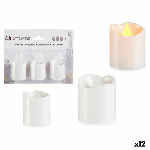 Gift Decor Set di Candele 3,7 x 3,7 x 5 cm Bianco (12 Unità)