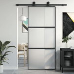 VidaXL Porta Scorrevole Nera 90x205 cm in Vetro Temperato e Alluminio