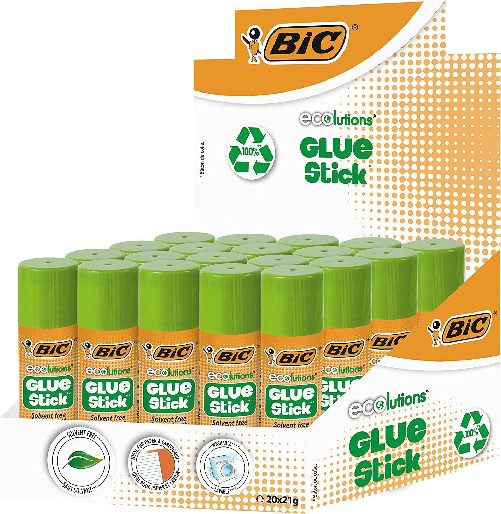 Bic-ECOlutions-Glue-Stick-Expositor-de-20-Barras-de-Pegamento-21g---Ideal-para-Papel-y-Carton---Lavable