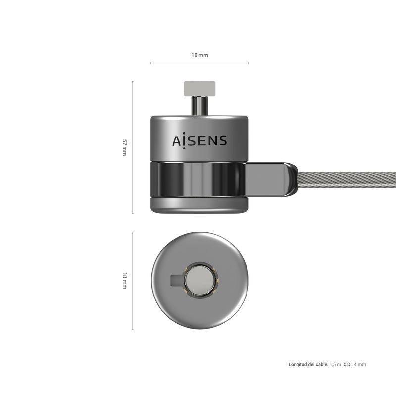 AISENS-ASLK-D40K02-SL-cavo-di-sicurezza-Argento-15-m