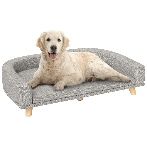 PawHut Divano per Cani di Taglia Grande con Cuscino Sfoderabile, in Poliestere e Legno, 98x67x25 cm