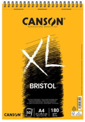 Canson-Album-Spiral-XL-Bristol-Extralise-di-50-fogli---29.7x21---180gr---Colore-bianco