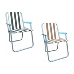 TrAdE Shop Traesio  Sedia Spiaggina Relax In Ferro Tessuto Oxford Decoro A Righe 2 Colori 52x47x75cm 285018 -