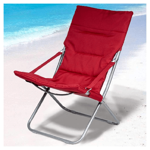 TrAdE Shop Traesio  Spiaggina Sedia Canapone In Acciaio Tessuto Imbottito Pieghevole Relax Rosso 3994182 -