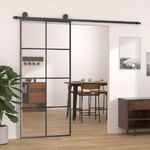 VidaXL Porta Scorrevole Nera 90x205 cm in Vetro ESG e Alluminio